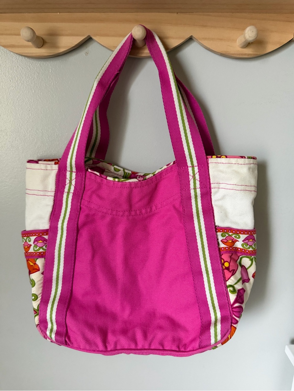 Vera Bradley Lilli Bell Colorblock Medium Tote Bag Floral Zipper Closure